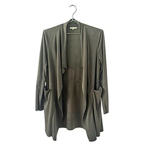 Max Studio | Vintage Suede Trench Coat | Olive Green Cardi | Women’s Size Medium